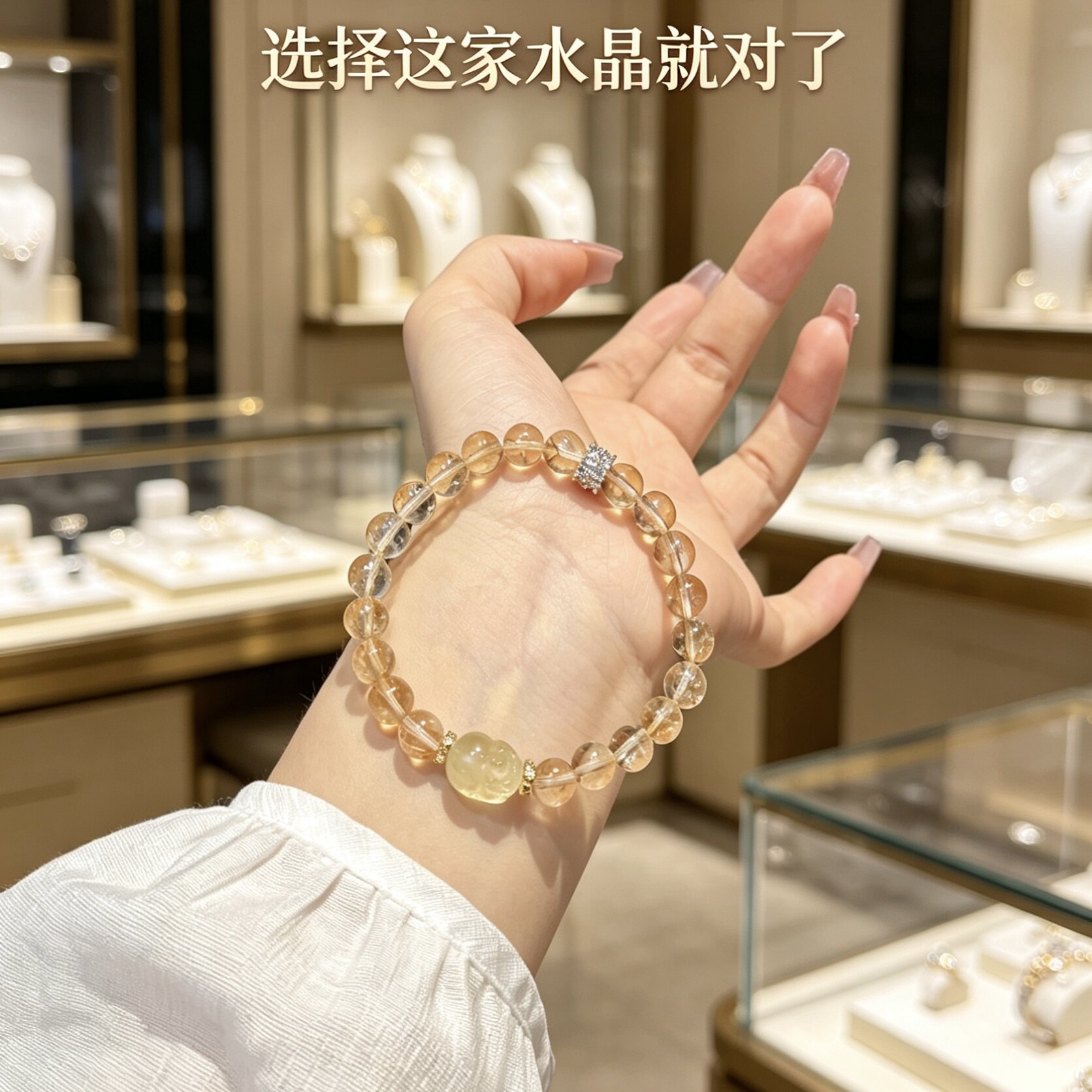 招财运天然黄塔晶水晶手串转运旺事业貔貅黄水晶女生补金手链礼物