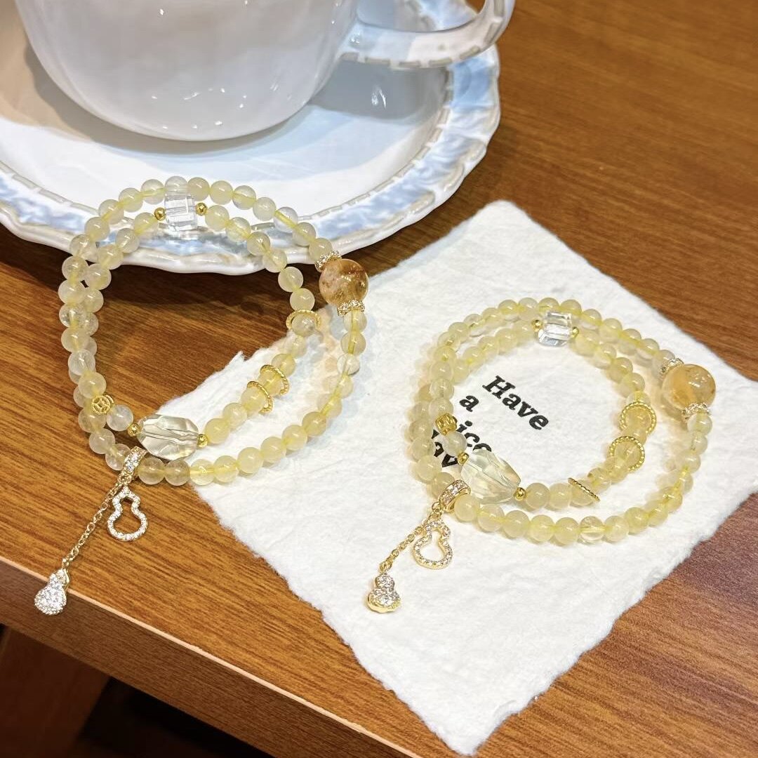 正品天然黄水晶手链女款招财转运黄塔晶手串送女友闺蜜生日礼物