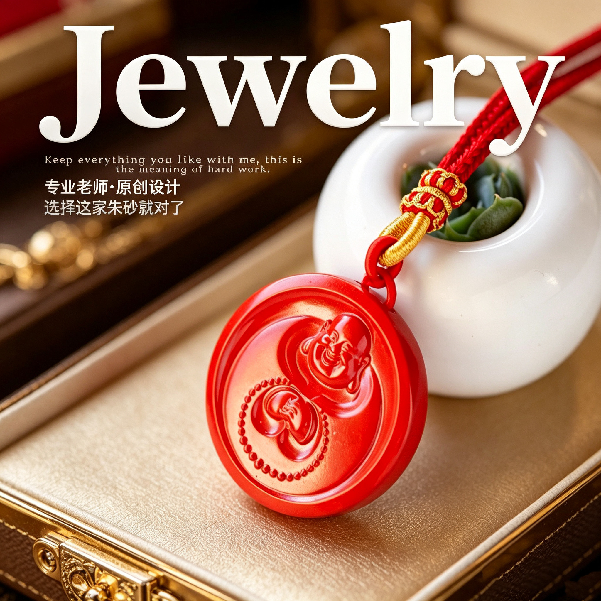 保真天然朱砂弥勒佛吊坠正品挂件大肚佛男女款项链本命年护身礼物