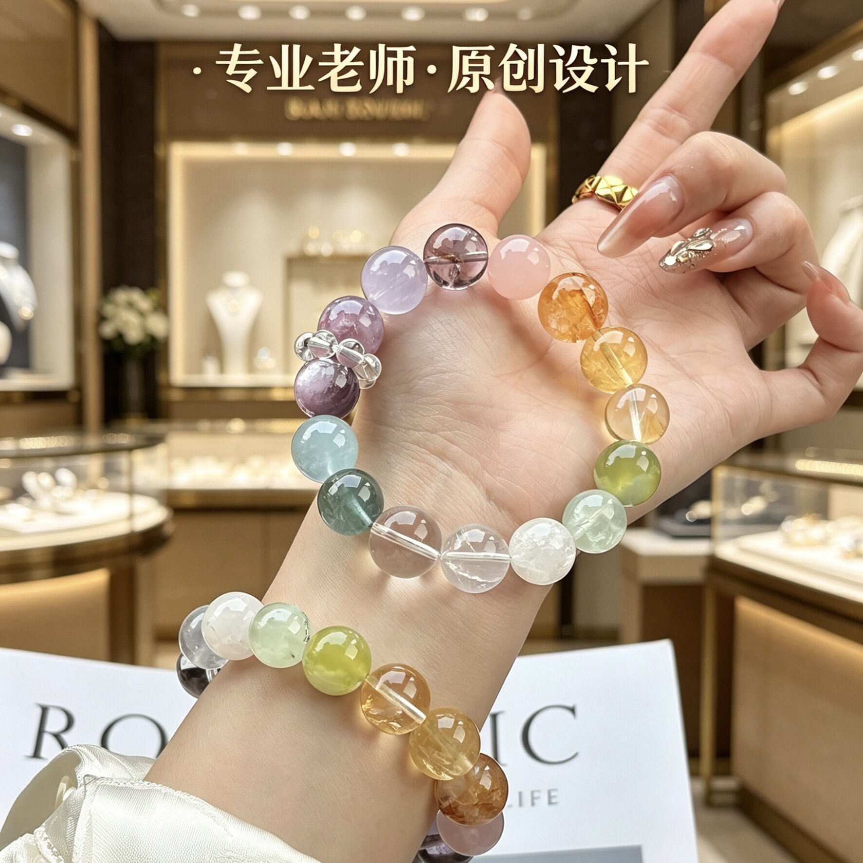 若慕原创天然彩虹多宝水晶手串
