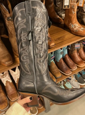 美国产SHYANNE牛皮美式西部牛仔靴真皮里尖头15寸高筒靴骑马靴女