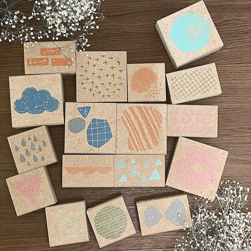 KODOMO NO KAO童颜文具木头印章手帐装饰底纹雨滴格纹几