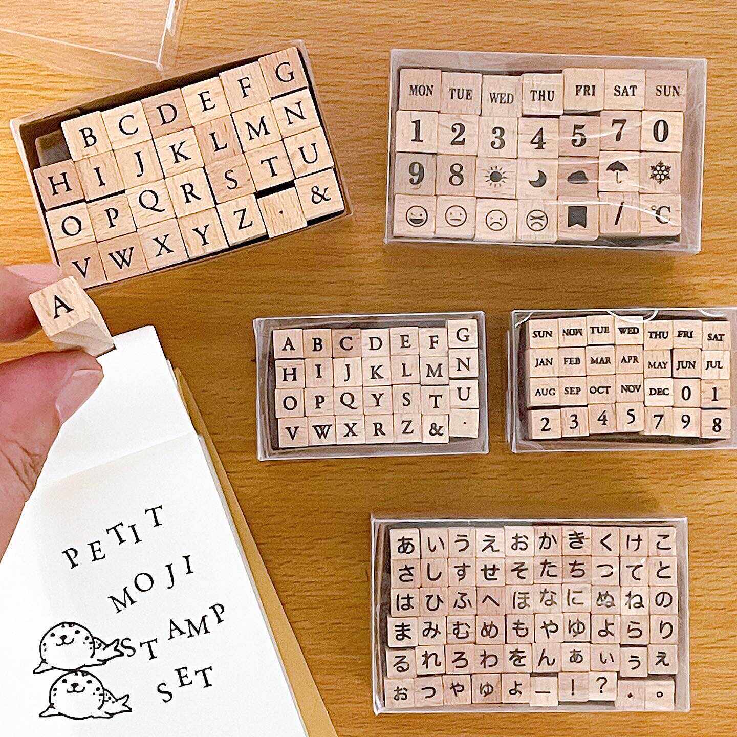 日本KODOMO NO KAO童颜木制印章字母数字日历手账印画备