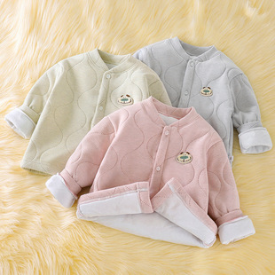 儿童加厚棉袄秋冬男女童洋气开衫舒适上衣学生校服内搭神器