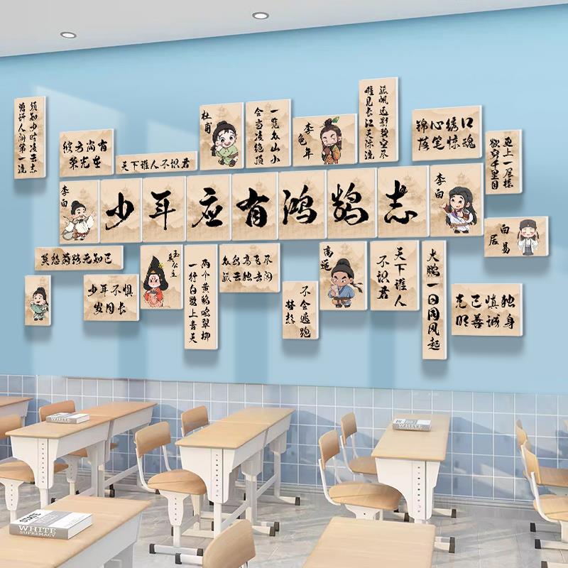 教室贴画墙贴书法小学高三文化