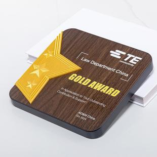 创意实木木托授牌奖杯制定牌荣誉荣誉做牌匾定供应商授权木质奖牌