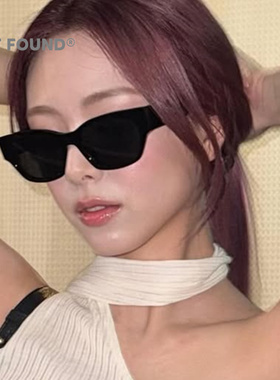 黑色猫眼方形显瘦防晒女款墨镜