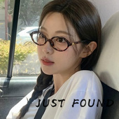 豹纹色椭圆眼镜配近视书呆子网红拍照凹造型学生素颜神器精致时尚