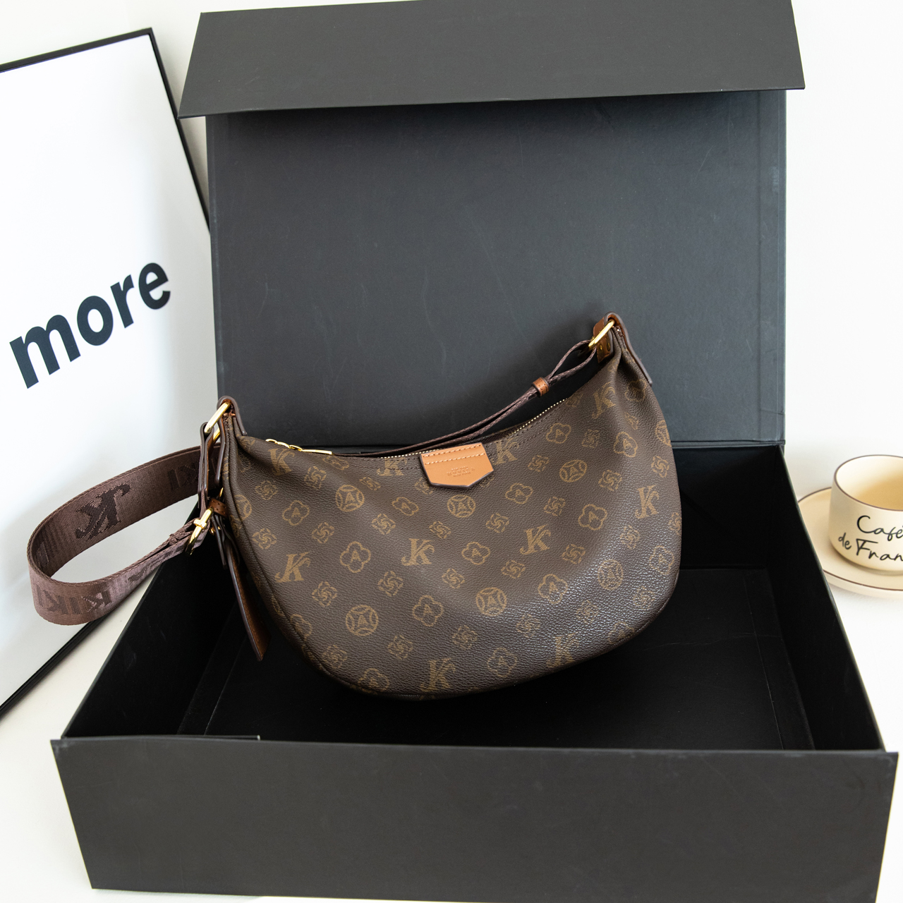 老花通勤托特包百搭单肩斜挎包