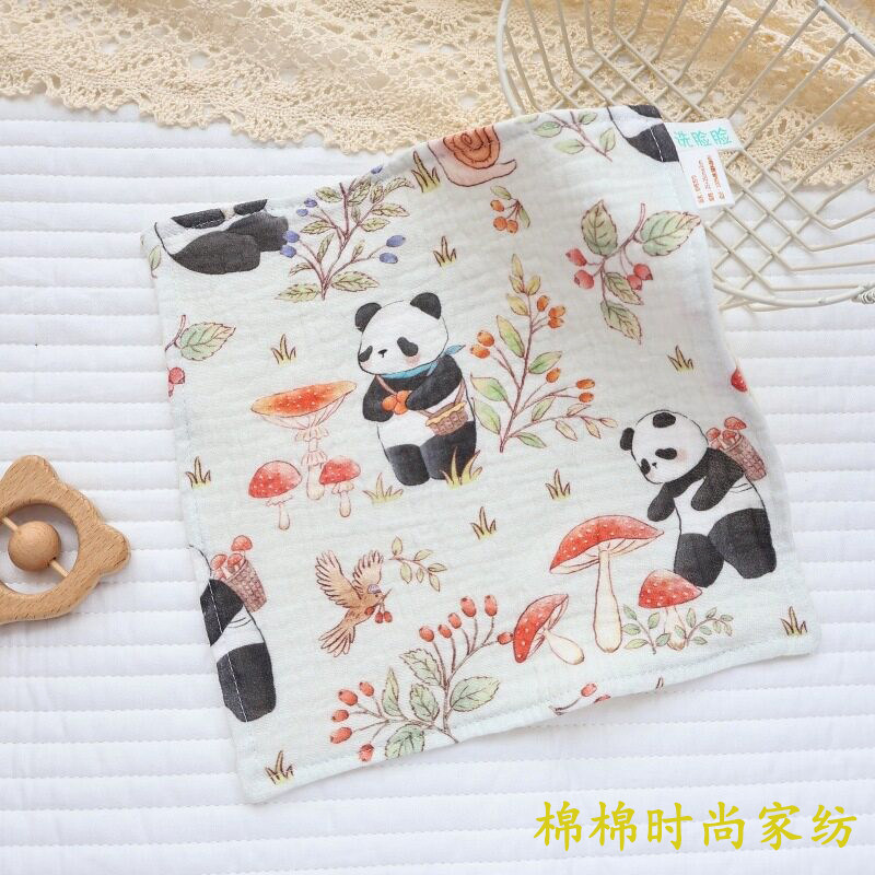 六条装纯棉纱布婴幼儿口水方巾