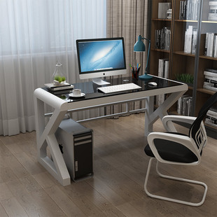 简约现代电脑桌台式 桌家用书桌钢化玻璃办公桌多功能写字台学习桌