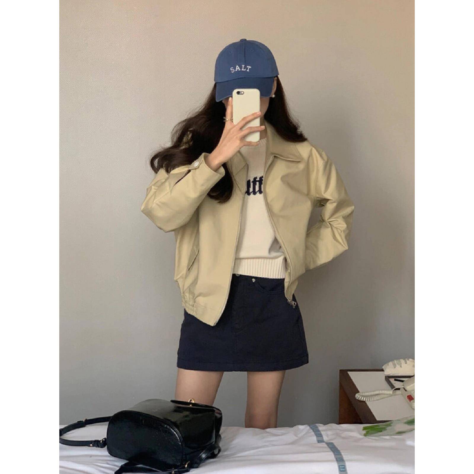 短款夹克外套女2025春秋爆款新款韩版时尚休闲小个子翻领棒球工装