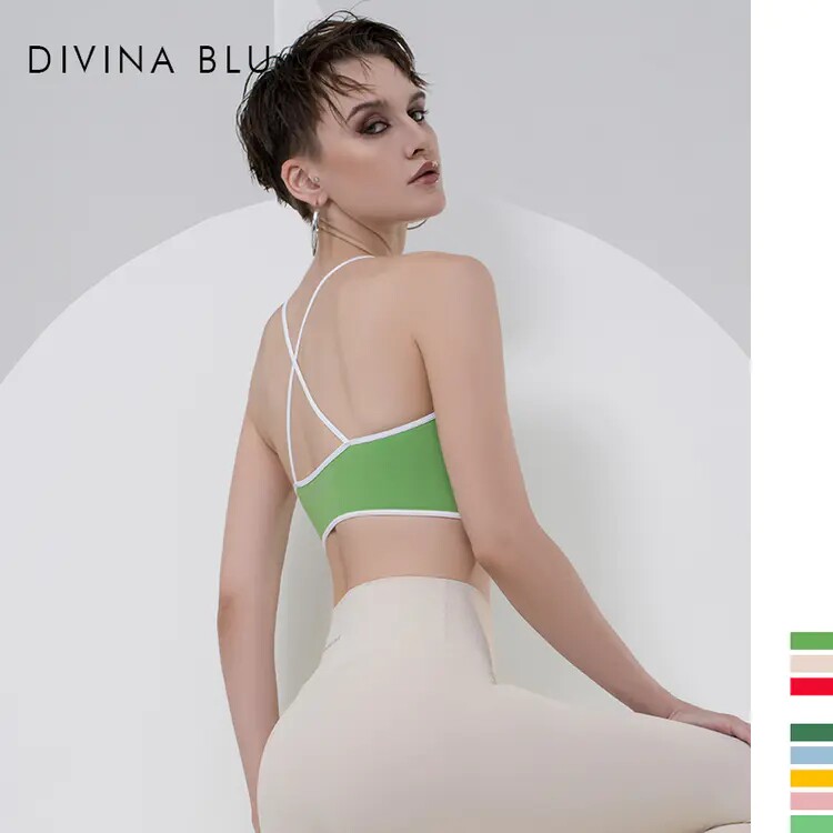 DIVINA BLU伦敦系列裸感瑜伽文胸女短款跑步防震背心美背运动内衣