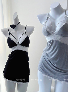 【Twelve】温柔恋人 性感睡衣女夏带胸垫莫代尔棉质吊带蕾丝睡裙