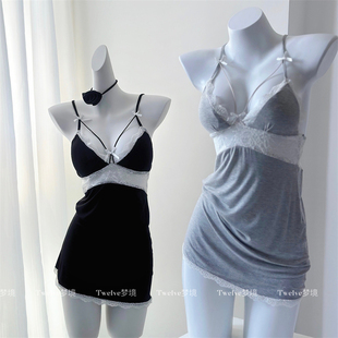 性感睡衣女夏带胸垫莫代尔棉质吊带蕾丝睡裙 温柔恋人 Twelve