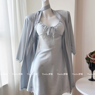 纯欲风吊带睡裙女蝴蝶烫印冰丝感带胸垫睡衣 星耀蝶恋 Twelve