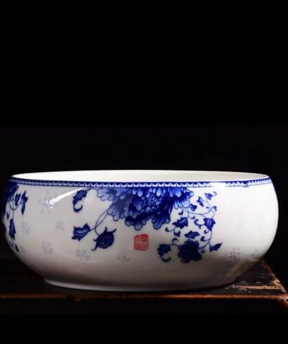 创意中式陶瓷烟灰艾灸缸大号 家用办公 多功能垃圾收纳茶渣废水缸