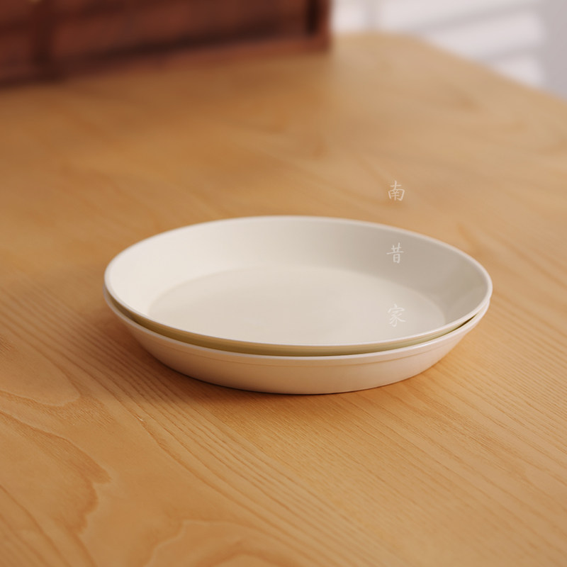 景德镇白瓷骨碟家用日式平底加热盘子哑光白色甜品盘手工餐具南昔