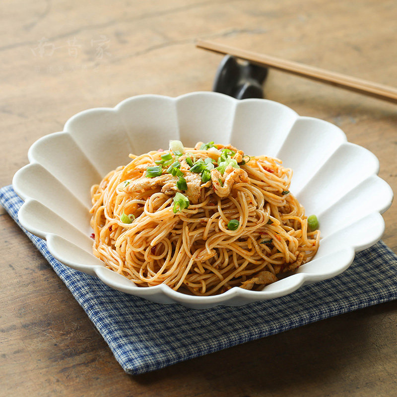 日式创意餐盘和风家用料理盘食器手工陶瓷平盘白色果盘意面沙拉盘