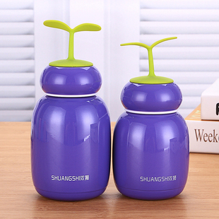 创意可爱迷你小草保温杯情侣304不锈钢男女便捷儿童萌豆芽水杯子