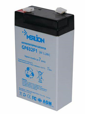 MERLION蓄电池GP632FN 6V3.2AH免维护可充电铅酸电池