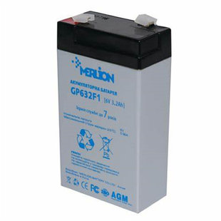 MERLION蓄电池GP632FN 6V3.2AH免维护可充电铅酸电池