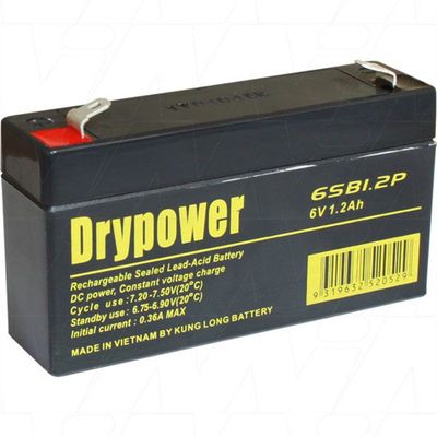 Drypower蓄电池6SB1.2P 6V1.2AH免维护可充电蓄电池