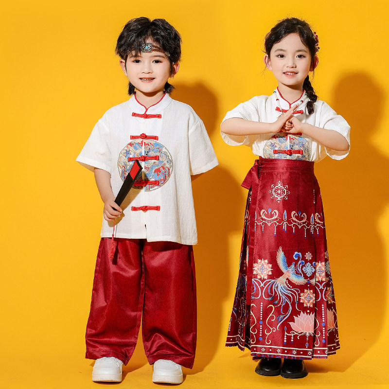 儿童中国风女童马面裙大合唱班服