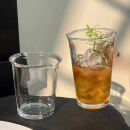 手冲咖啡水杯子冷饮果汁杯加厚敞口家用 玻璃杯透明耐热带吸管美式