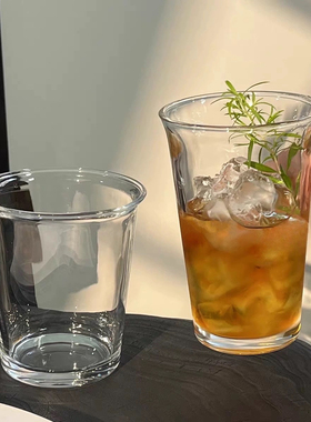 玻璃杯透明耐热带吸管美式手冲咖啡水杯子冷饮果汁杯加厚敞口家用