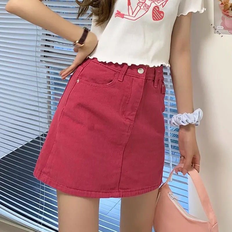 夏季小个子遮胯辣妹牛仔半身裙