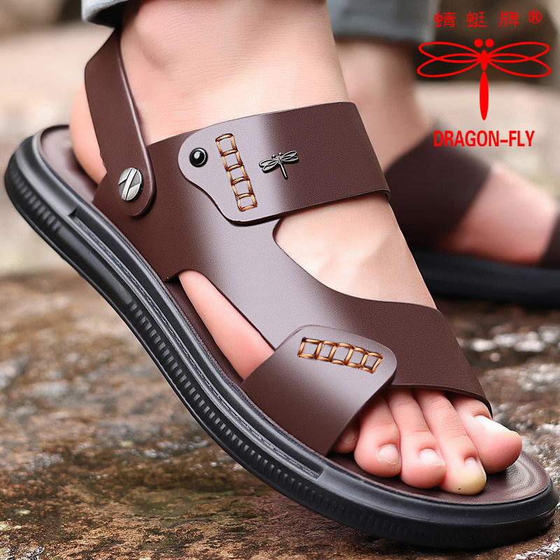夏季凉鞋男真皮软底防滑沙滩鞋2026新款休闲透气中年人外穿凉拖鞋
