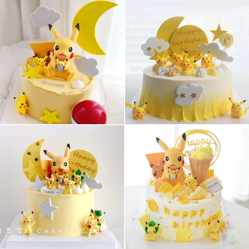 皮卡丘生日蛋糕装饰摆件