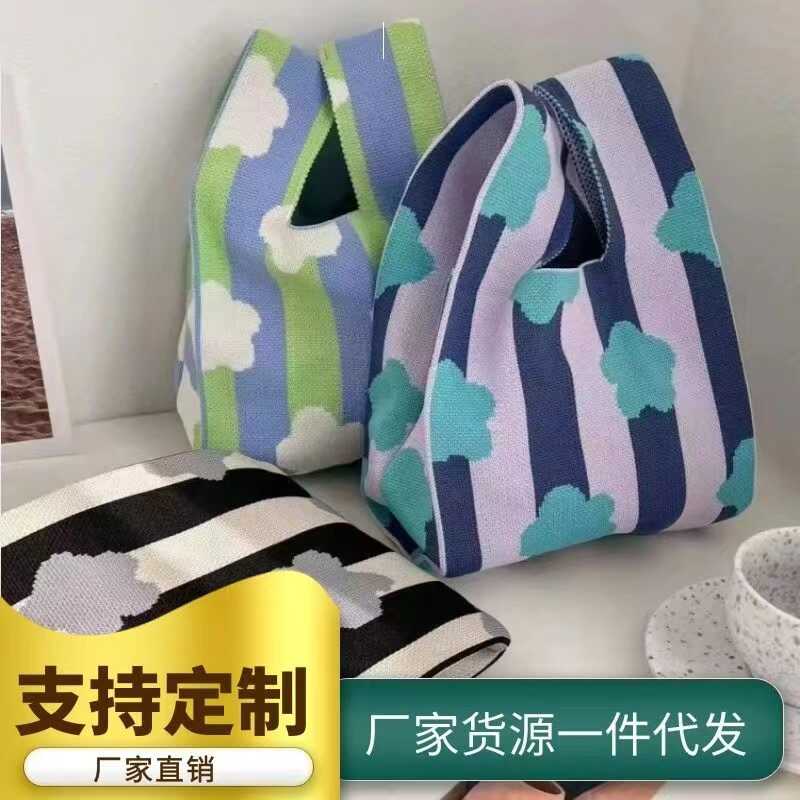 毛线日韩版网红休闲手拎水桶包