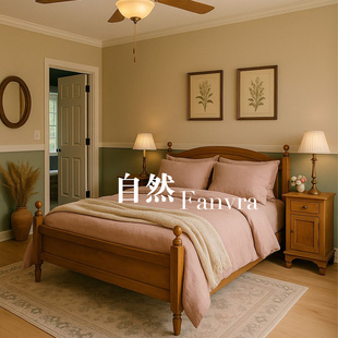 自然 美式自然风实木床 白蜡木双人床 1.8米床 卧室家具 家用大床