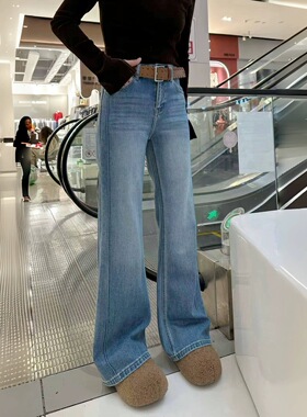 蓝舟欧货2026早春新款牛仔裤女筒喇裤显瘦喇叭裤时尚弹力显腿长