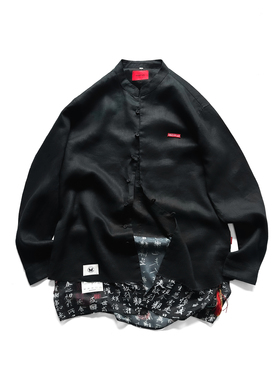 WINDERFLIES 24SS/原创设计中国风立领亚麻衬衫长袖男