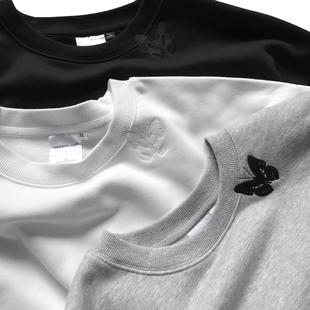上衣男 圆领蝴蝶刺绣加绒卫衣宽松套头百搭长袖 WINDERFLIES 24AW