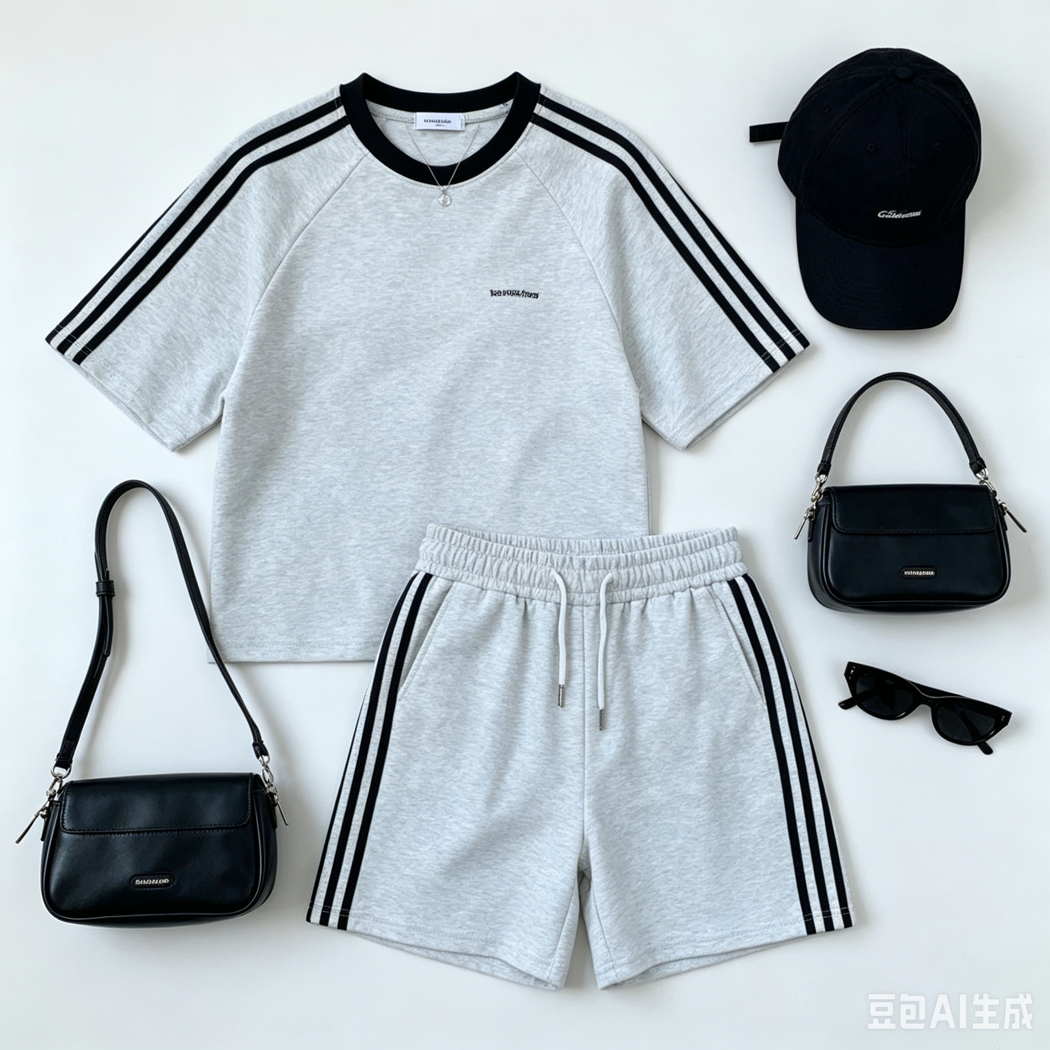 美式复古休闲运动服套装女款夏季韩版学生休闲宽松短袖短裤两件套