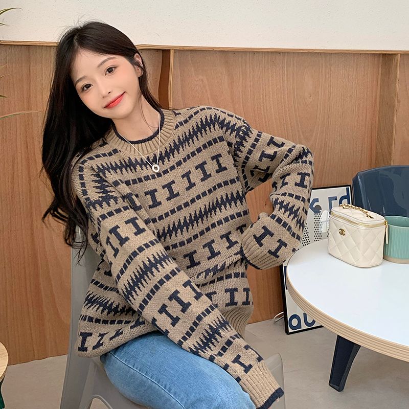 秋冬季新款宽松上衣女士毛衣