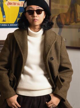 LightningClub M1926麦尔登羊毛双排扣青果领麦基诺大衣