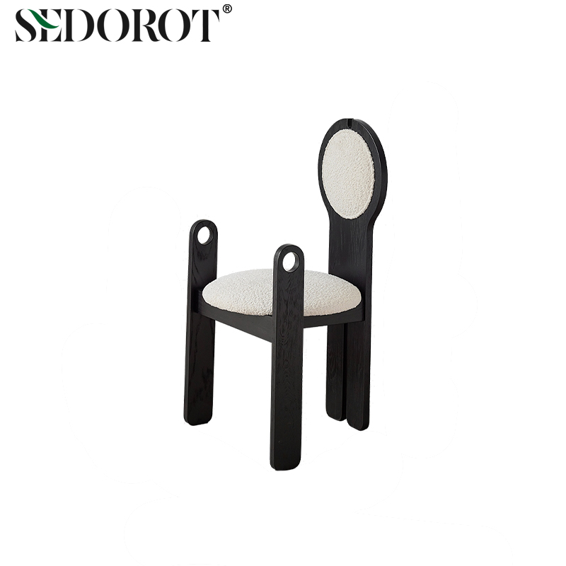 羊羔绒软包梳妆椅实木靠背椅子