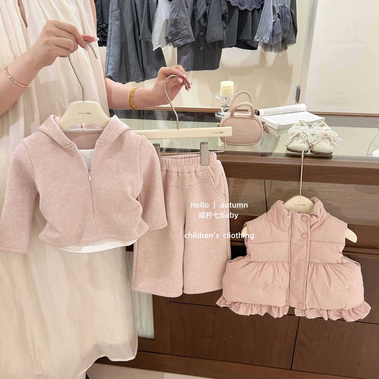 女童洋气秋冬连帽卫衣套装