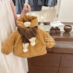 【咸柠七】冬日暖橘!原创女童加绒加厚连帽棉衣韩版防风大衣外套