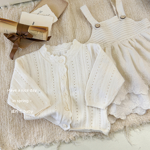 超百搭宝宝外套春夏薄款 春夏bi备 女童镂空针织衫 咸柠七