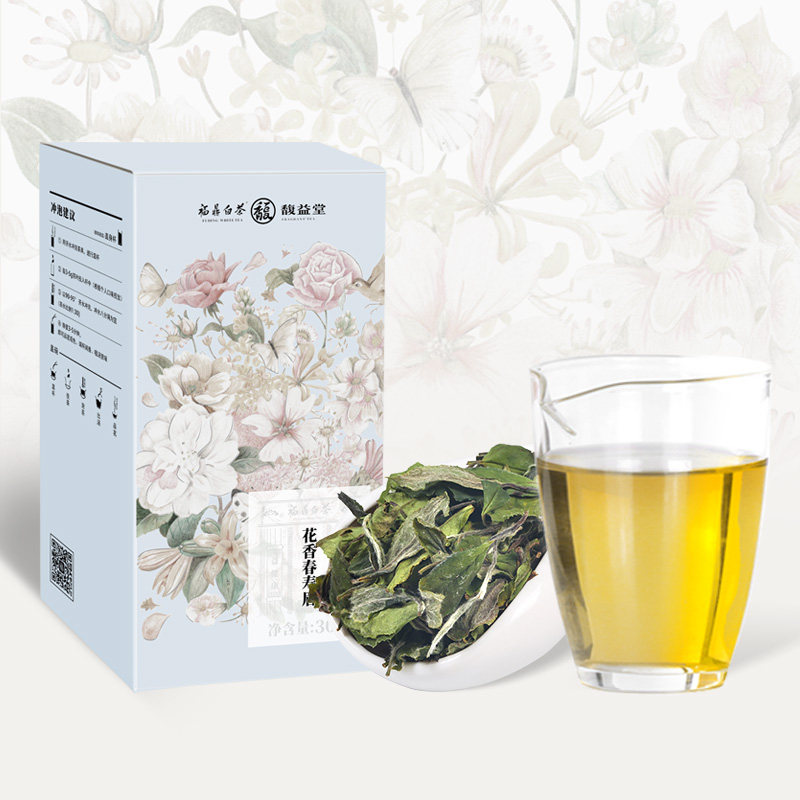 馥益堂福鼎白茶2022一级年花香春寿眉30g体验装茶叶自己喝散茶