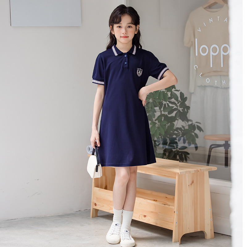 女童Polo连衣裙薄款夏装2025女孩衣服8-10岁中大童学院风裙子