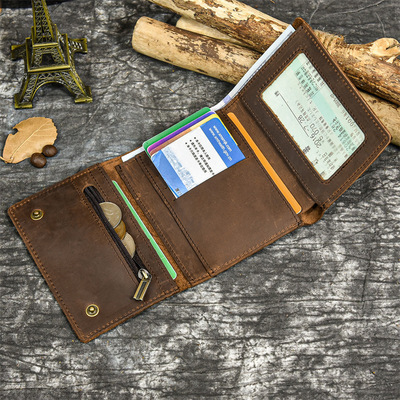 2025新款潮流男士头层牛皮钱夹高级感年轻人皮夹短款钱包男款真皮