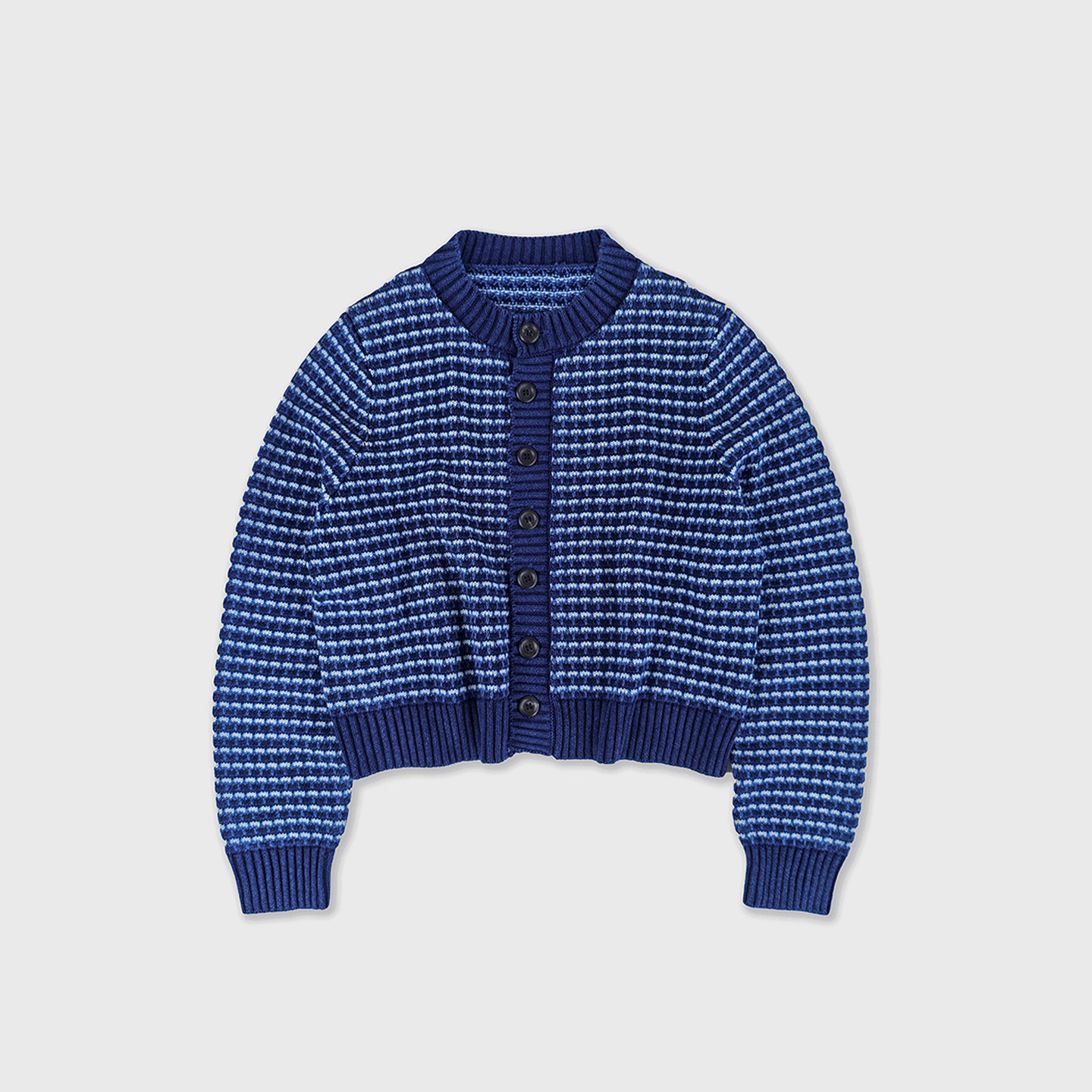 纯棉牛仔蓝染自然风提花针织开衫