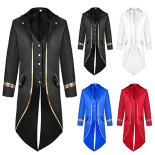 欧式宫廷男装欧洲中世纪贵族王子礼服内搭打底衫演出服长款燕尾服
